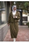0142 - Tesettür Trençkot Haki̇-I8 0142 - Tesettür Trençkot Haki̇-I8