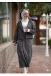 0142 - Tesettür Trençkot Gri̇-I8 0142 - Tesettür Trençkot Gri̇-I8