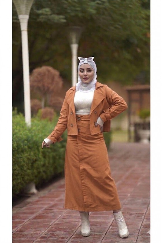 0142 - Tesettür Trençkot Taba-I8