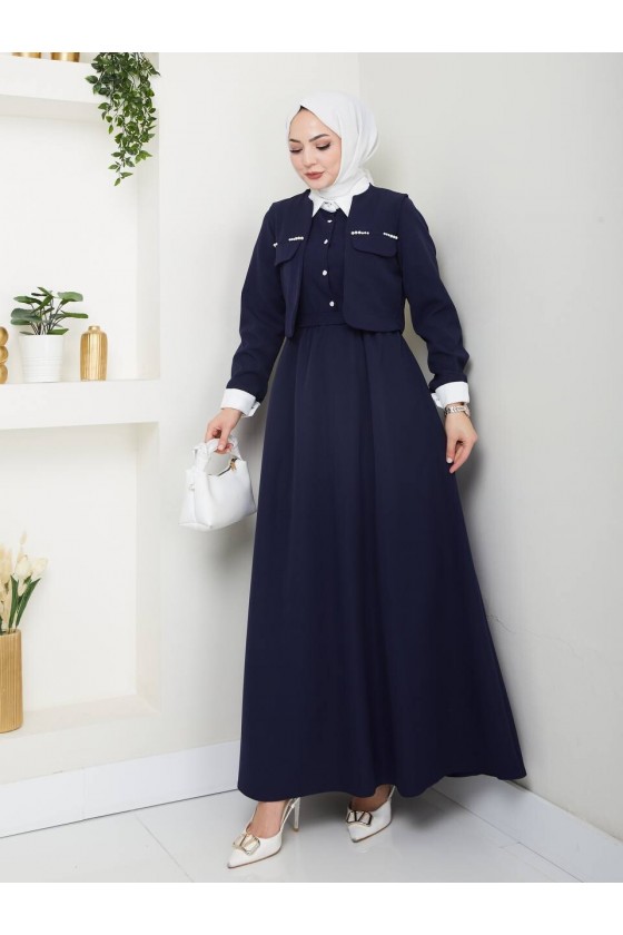 2522 - Tesettür İkili Takım Lacivert-M3