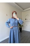 35351 - Kot Tesettür Elbise Mavi̇ G-3