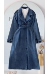 4409 Kot Tesettür Trençkot Mavi̇-Z3