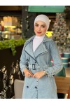 4409 Kot Tesettür Trençkot Açık Mavi-Z3 4409 Kot Tesettür Trençkot Açık Mavi-Z3