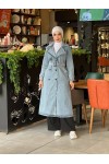 4409 Kot Tesettür Trençkot Açık Mavi-Z3