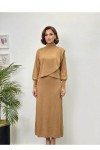 4415 - Asimetrik Tunik Etek Tesettür İkili Takım Camel-A18 4415 - Asimetrik Tunik Etek Tesettür İkili Takım Camel-A18