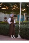 4437 - Kemerli Tesettür Elbise Kahverengi̇-H2