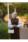 4437 - Kemerli Tesettür Elbise Kahverengi̇-H2
