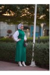4437 - Kemerli Tesettür Elbise Yeşi̇l-H2