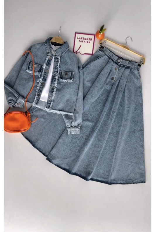 4458 - Kot Tesettür Takım Mavi̇ 4458 - Kot Tesettür Takım Mavi̇