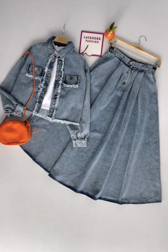 4458 - Kot Tesettür Takım Mavi̇