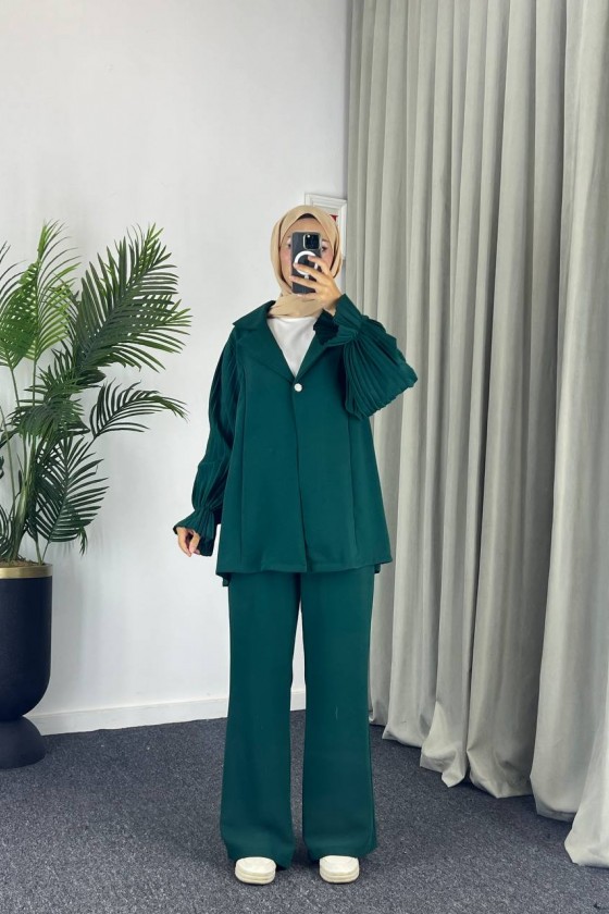 4468 - Tesettür İkili Takım Zümrüt Yeşili-j4