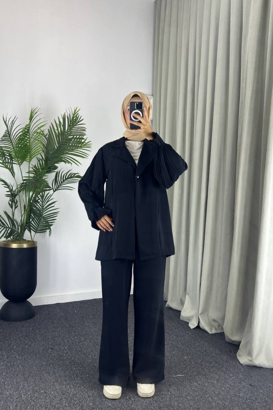 4468 - Tesettür İkili Takım Si̇yah-j4