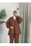 4468 - Tesettür İkili Takım Kahverengi̇-j4