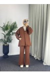 4468 - Tesettür İkili Takım Kahverengi̇-j4