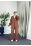 4468 - Tesettür İkili Takım Kahverengi̇-j4