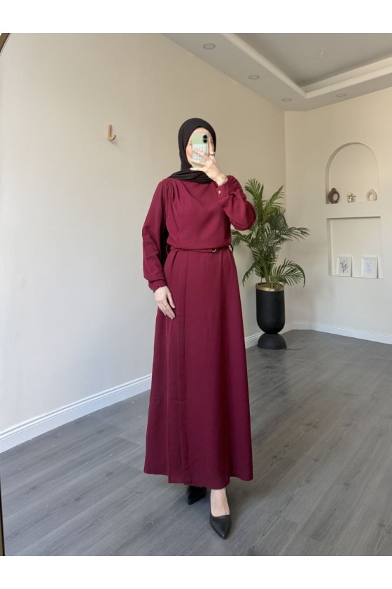 4509 -Kemerli Tesettür Elbise-L2