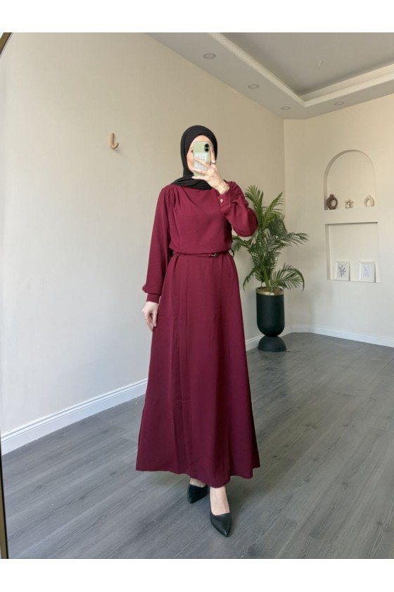 4509 -Kemerli Tesettür Elbise-L2