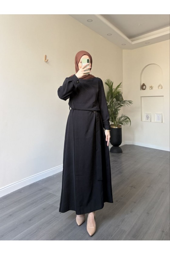 4509 -Kemerli Tesettür Elbise-L2