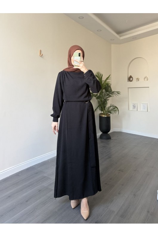 4509 -Kemerli Tesettür Elbise-L2