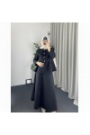 4521 - Krep Kumaş İkili Tesettür Takım Si̇yah-A6