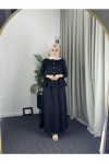 4521 - Krep Kumaş İkili Tesettür Takım Si̇yah-A6