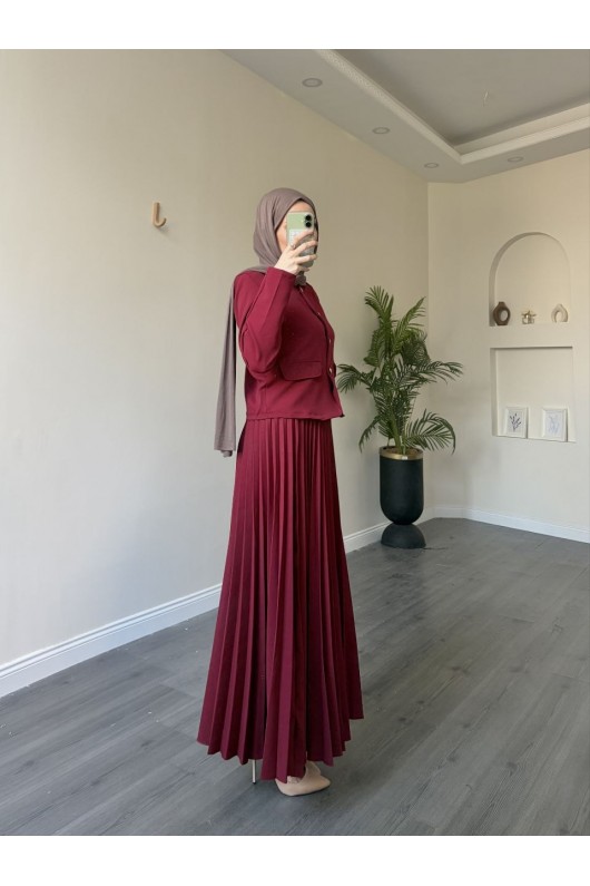 4566 - Double Krep Kumaş Tesettür İkili Takım Bordo 4566 - Double Krep Kumaş Tesettür İkili Takım Bordo