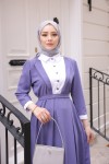 4444 - Yaka Detaylı Tesettür Elbise Li̇la-A12