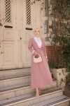 4444 - Yaka Detaylı Tesettür Elbise Pembe-A12