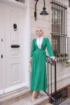 4444 - Yaka Detaylı Tesettür Elbise Yeşi̇l-A12