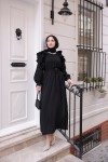 3986 -Taş Detaylı Tesettür Elbise Si̇yah-G1