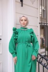 3986 - Taş Detaylı Tesettür Elbise Yeşi̇l-G1