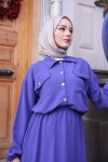 8111 - Gömlek Etek Tesettür İkili Takım Mor