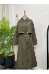 4403 - Çıt Çıt Detaylı Tesettür Trençkot Haki̇-F2 4403 - Çıt Çıt Detaylı Tesettür Trençkot Haki̇-F2