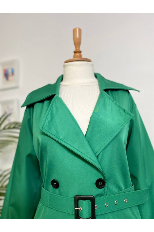 4400 - Kol Detaylı Tesettür Trençkot Yeşi̇l-F2 4400 - Kol Detaylı Tesettür Trençkot Yeşi̇l-F2