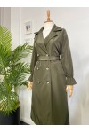 10986 - Tesettür Trençkot Haki̇-A21