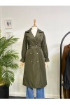 10986 - Tesettür Trençkot Haki̇-A21