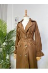 10986 - Tesettür Trençkot Kahverengi̇-A21 10986 - Tesettür Trençkot Kahverengi̇-A21