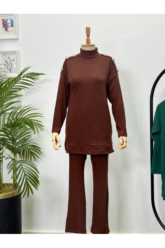 4442 - Tesettür İkili Takım Kahverengi̇-I5