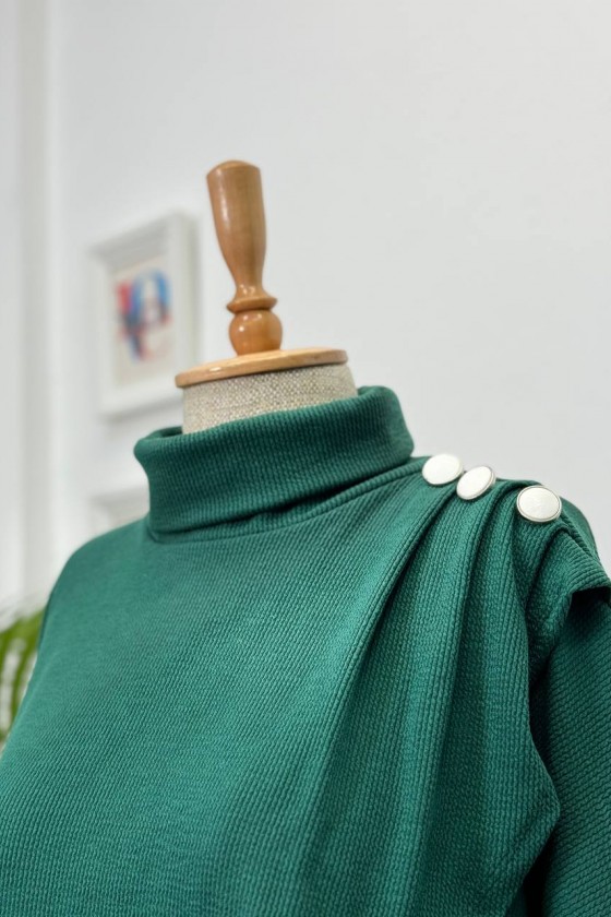 4415 - Asimetrik Tunik Etek Tesettür İkili Takım Yeşi̇l-A18