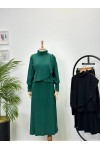 4415 - Asimetrik Tunik Etek Tesettür İkili Takım Yeşi̇l-A18