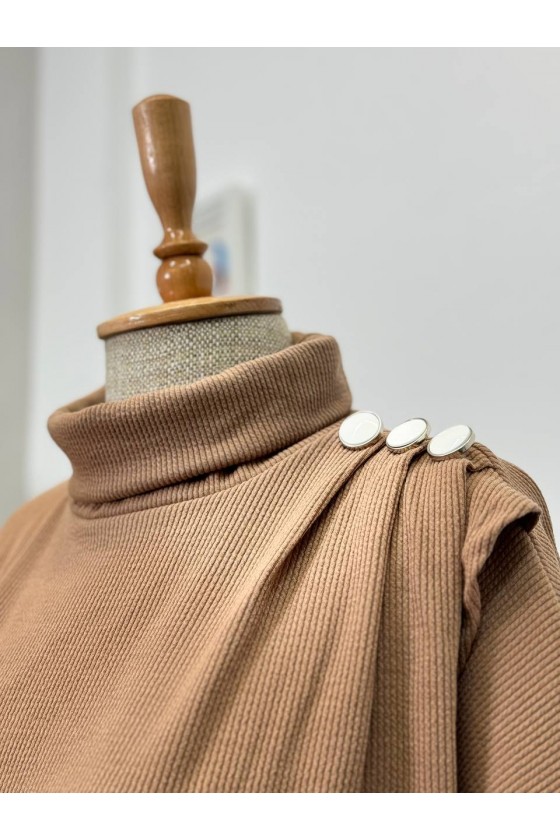 4415 - Asimetrik Tunik Etek Tesettür İkili Takım Camel-A18 4415 - Asimetrik Tunik Etek Tesettür İkili Takım Camel-A18