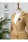 9771 - Broş Detaylı Tesettür Trençkot Camel-E0 9771 - Broş Detaylı Tesettür Trençkot Camel-E0