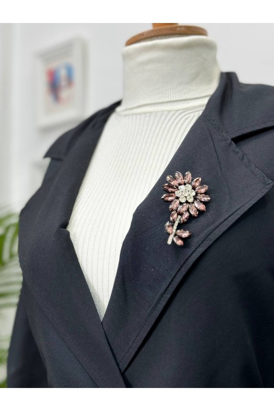 9771 - Broş Detaylı Tesettür Trençkot Si̇yah-E0 9771 - Broş Detaylı Tesettür Trençkot Si̇yah-E0