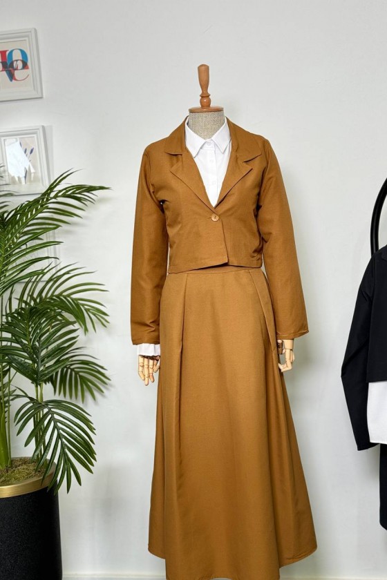 4408 - Gömlek Ceket Tesettür Takım Taba-I2