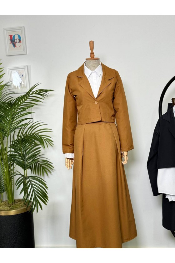 4408 - Gömlek Ceket Tesettür Takım Taba-I2 4408 - Gömlek Ceket Tesettür Takım Taba-I2