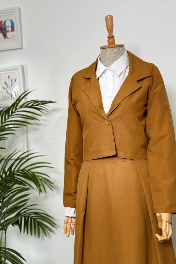 4408 - Gömlek Ceket Tesettür Takım Taba-I2