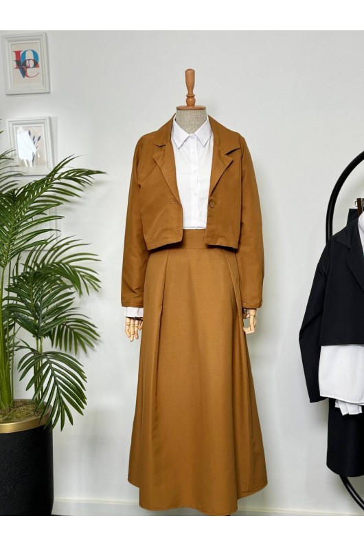 4408 - Gömlek Ceket Tesettür Takım Taba-I2 4408 - Gömlek Ceket Tesettür Takım Taba-I2