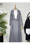 4408 - Gömlek Ceket Tesettür Takım Gri̇-I2