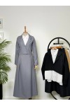 4408 - Gömlek Ceket Tesettür Takım Gri̇-I2
