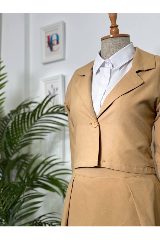 4408 - Gömlek Ceket Tesettür Takım Camel-I2